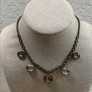 Fashion Jewelry Gold-Tone Necklace with Hexagonal Charms